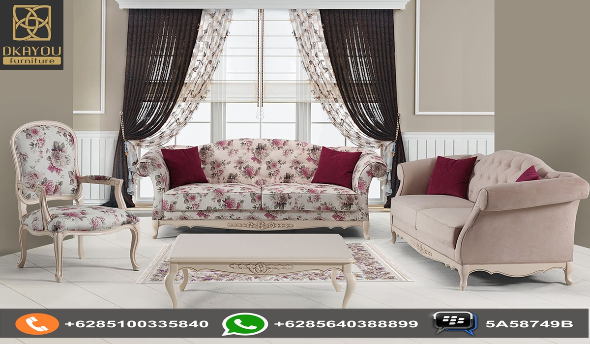 Set Sofa Ruang Tamu Shabby Floral Dkayou Furniture Indonesia