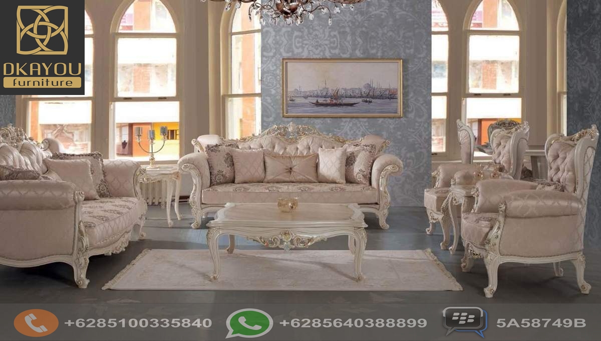 Set Sofa Tamu Jepara Model Terbaru Putih Mewah Dkayou Furniture