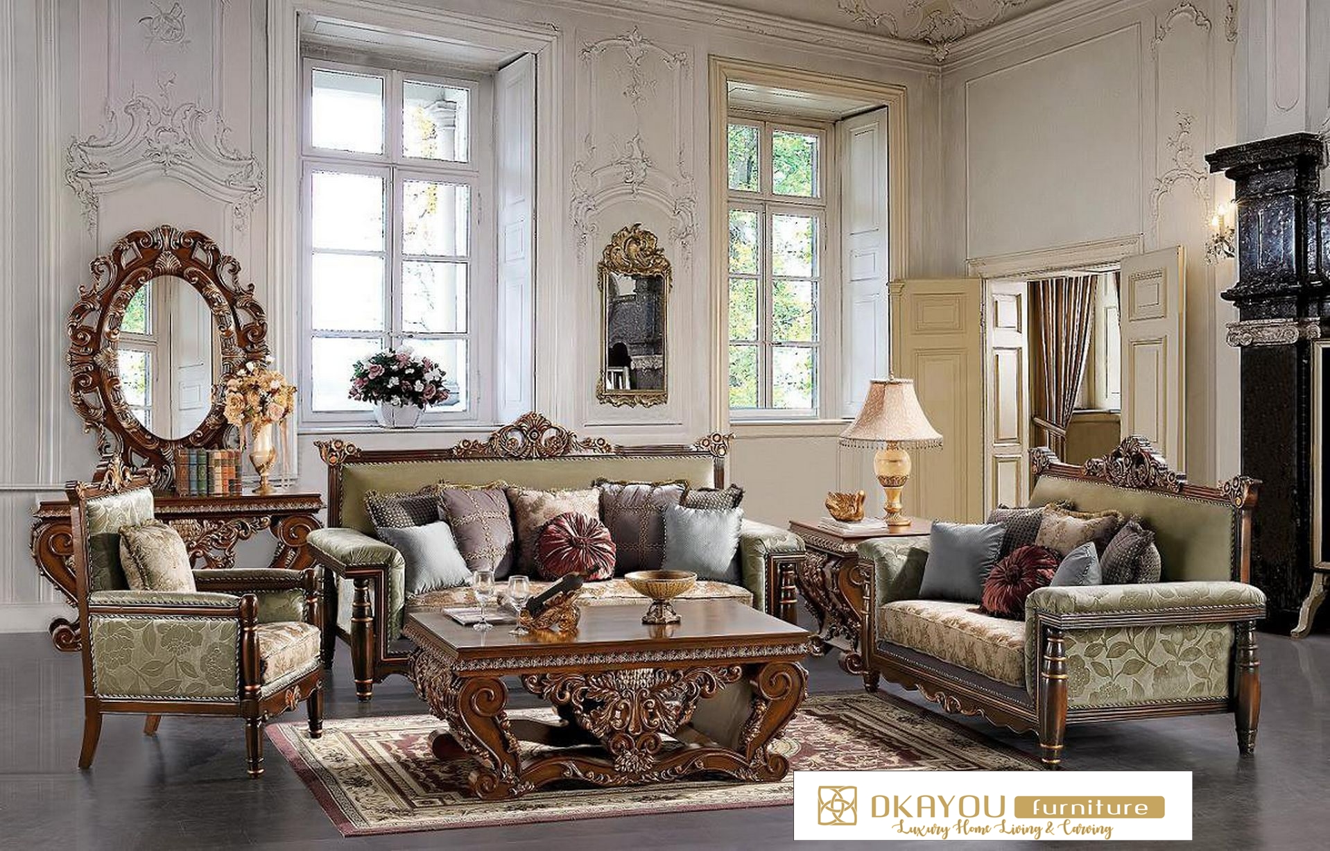 Set Kursi Sofa Ruang Tamu Jepara Jati Klasik Mewah Dkayou