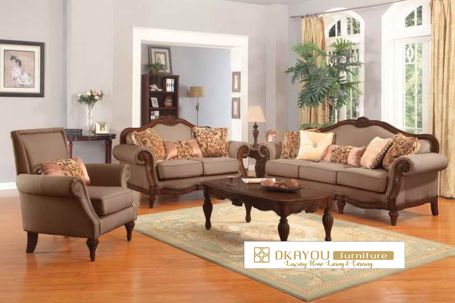 Set Kursi Sofa Ruang Tamu Mewah Model Klasik Jati Kursi Sofa