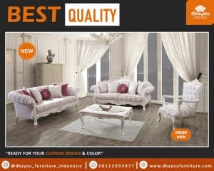 Sofa Klasik Modern Set Kursi Tamu Turkey Putih Mewah
